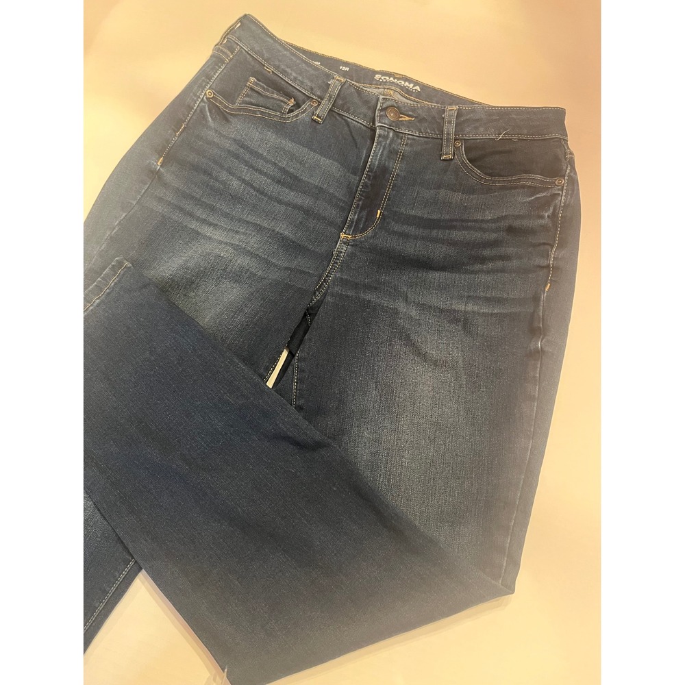 Sonoma‎ Goods For Life Curvy Straight Jeans Womens 12R Dark Wash Denim Blue